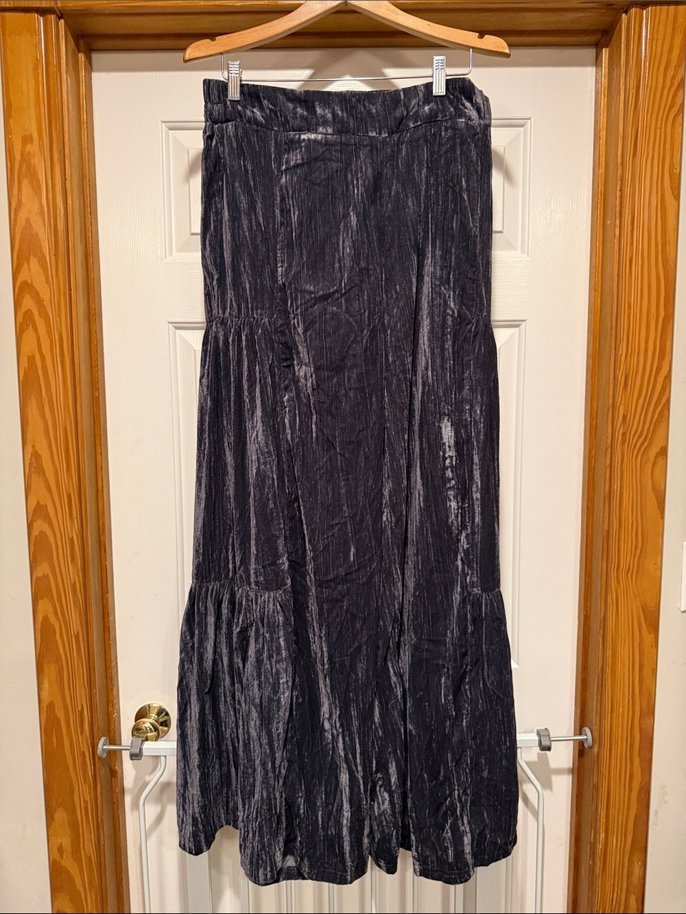 NATURAL LIFE Black Crushed Velvet Wide Leg Jumpsuit Pants